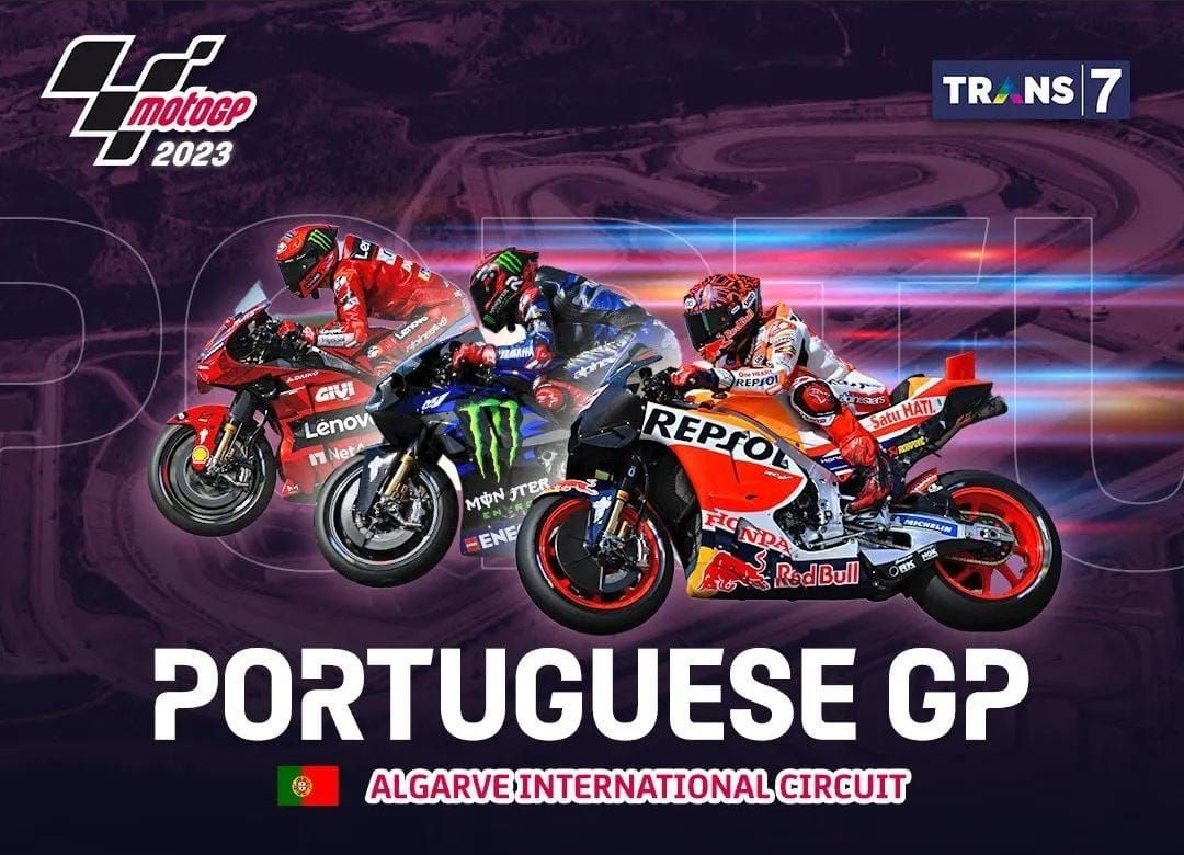 Cek jadwal siaran langsung MotoGP Portugal 2023 hari ini Minggu, 26 Maret 2023 di Trans7 dengan jam tayang TV pukul 20.00 WIB.