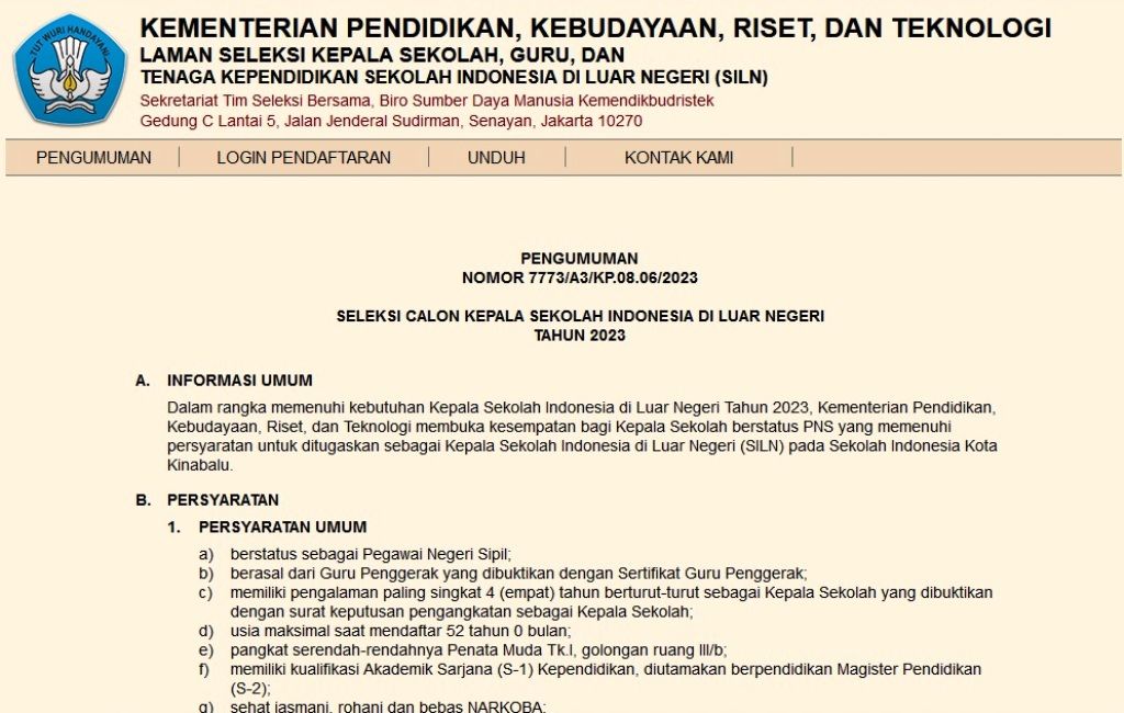  Dibuka Lowongan Calon Kepala Sekolah di Luar Negeri, Ini Syaratnya, Pendaftaran Hingga 4 April 2023
