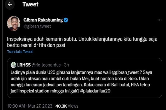 Jawaban Gibran Rakabuming Saat Ditanya Kelanjutan Piala Dunia U-20 Di ...