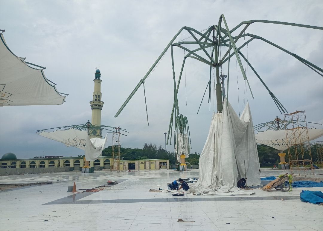 Penampakan payung elektrik 42 Milyar Masjid An Nur Pekanbaru
