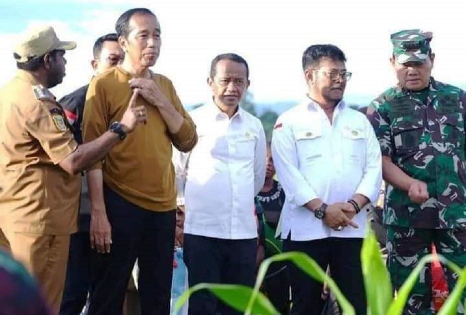 Presiden Joko Widodo kunjungi lokasi lahan perkebunan jagung di Kabupaten Keerom Papua. Foto: Istimewa