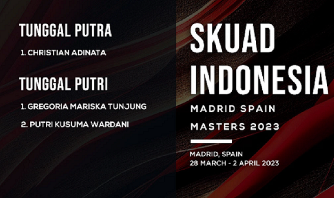 Jadwal jam tayang badminton Spain Master 2023 hari ini Selasa, 28 Maret 2023