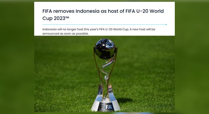 FIFA Hapus Indonesia sebagai Tuan Rumah Piala Dunia U20 2023, Sanksi Lain Menanti