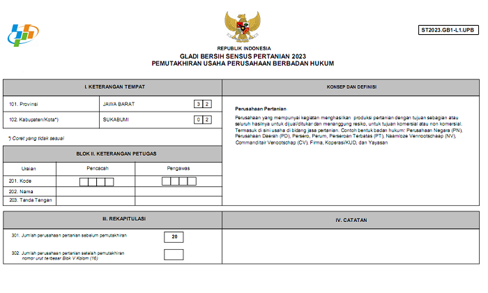 Contoh dokumen Sensus Pertanian 2023 pdf.