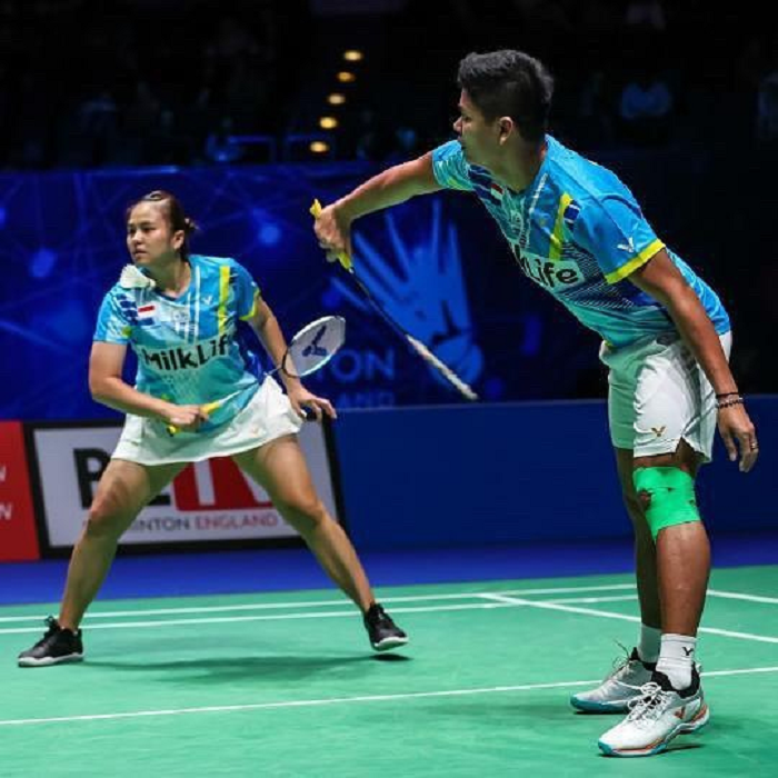 Pasangan ganda campuran Indonesia yang pernah juara di All England 2020, Praveen Jordan/Melati Daeva. 