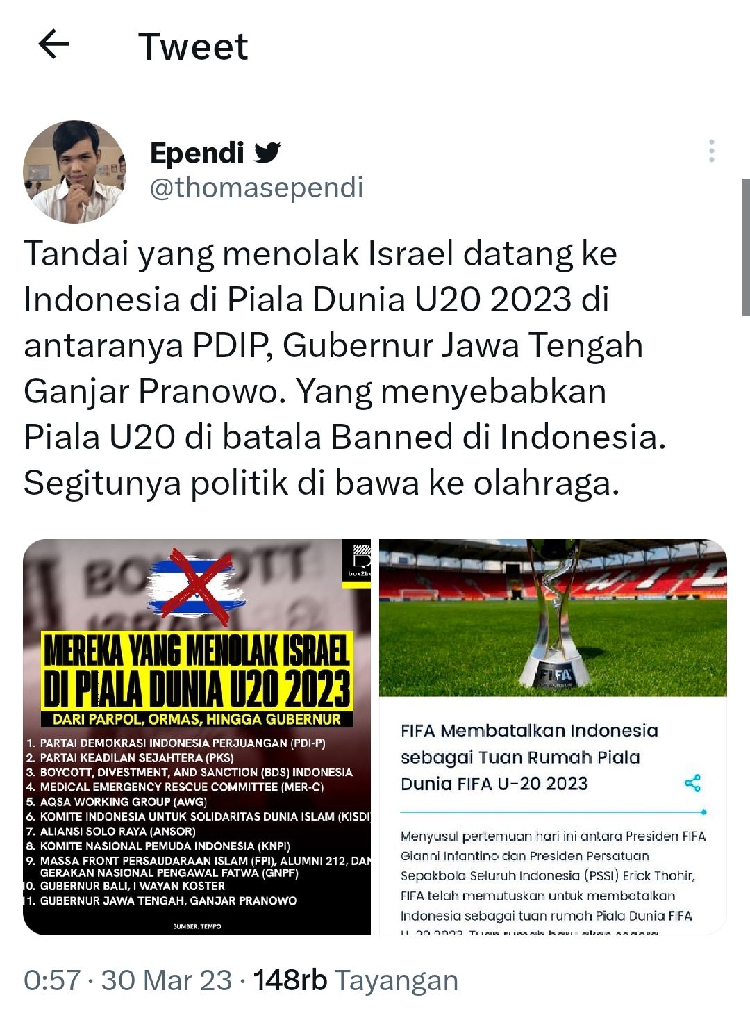 Tangkapan layar warganet di Twitter mencecar Ganjar Pranowo