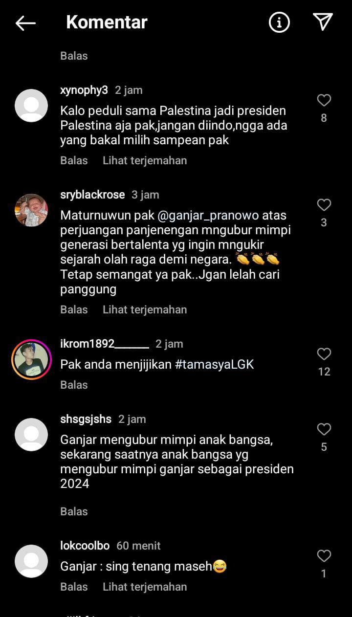 Indonesia Batal Jadi Tuan Rumah Piala Dunia U20 2023, Instagram Ganjar Pranowo Banjir Sindiran Netizen