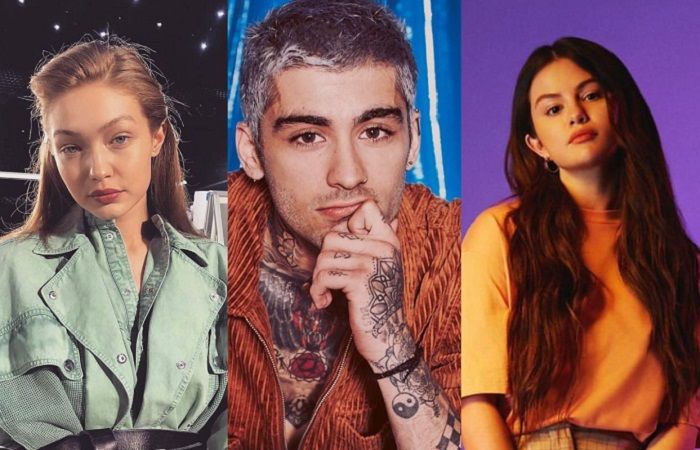 Kolase foto Gigi Hadid, Zayn Malik, dan Selena Gomez.
