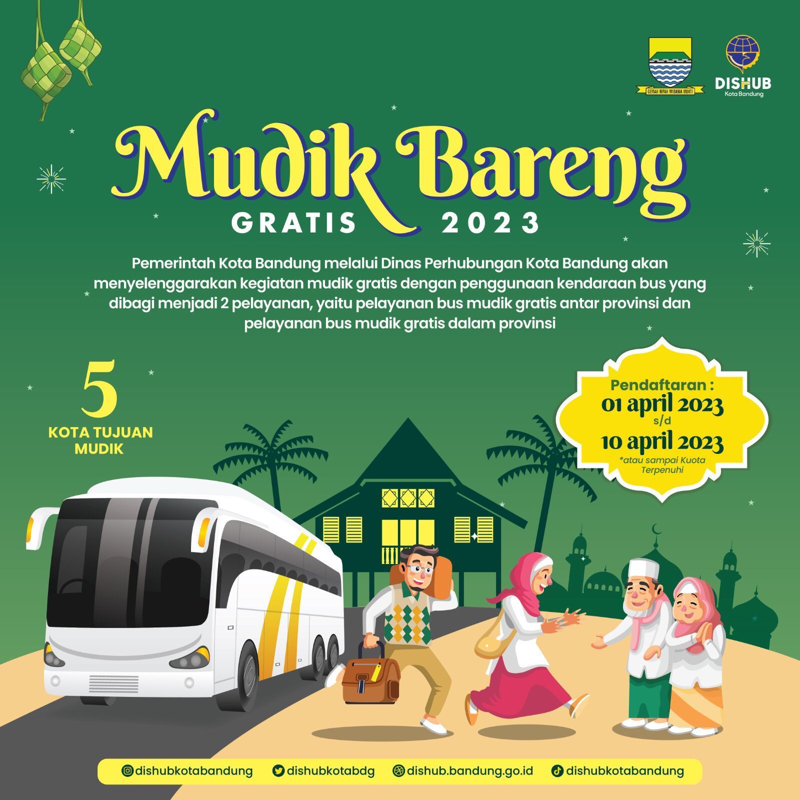 Untuk Lebaran 2023 ini, Pemerintah Kota Bandung kembali menggelar program Mudik Bareg secara gratis.