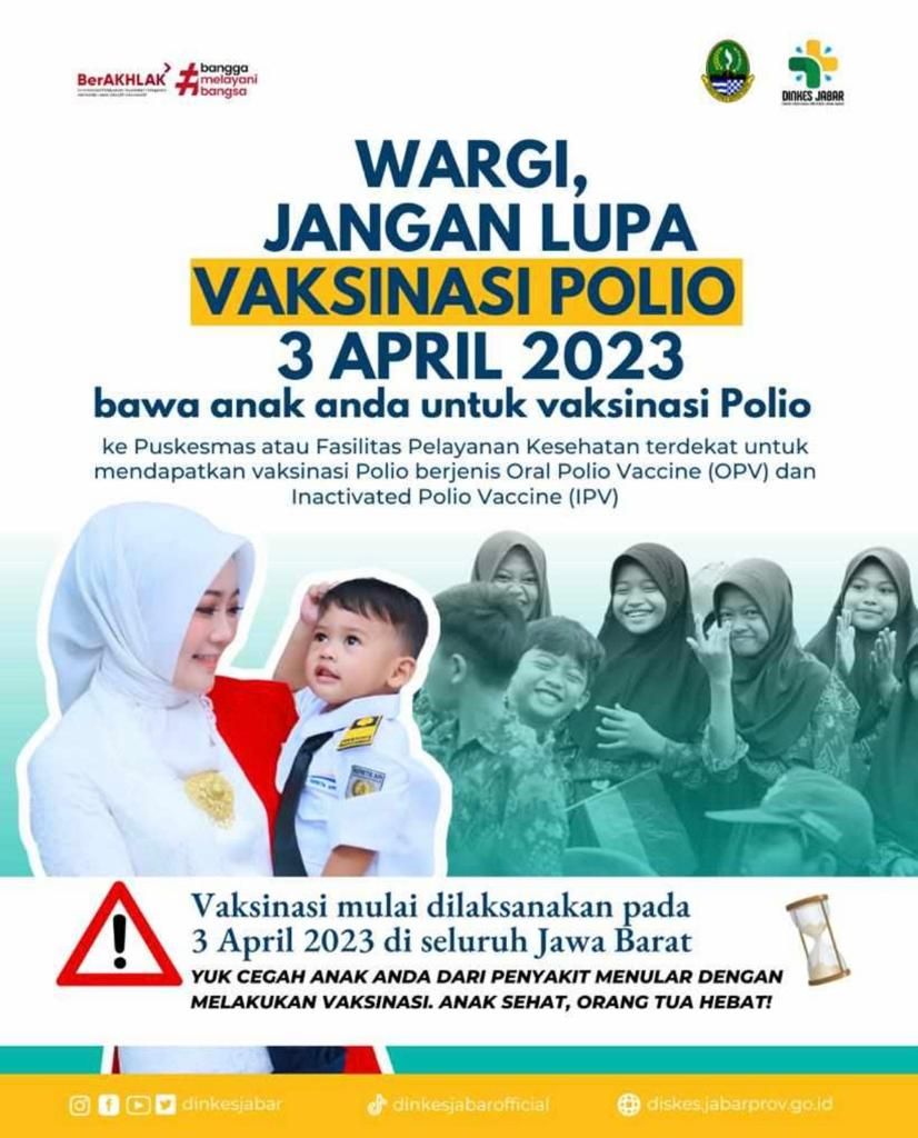 Ilustrasi/ Istri Gubernur Jabar Atalia sedang menggendong anaknya. Vaksinasi Polio untuk aanak usia 0 - 59 Bulan akan serentak dilaksanakan mulai 3 April 2023/ UPTD Puskesmas Panglayungan Kota Tasikmalaya.