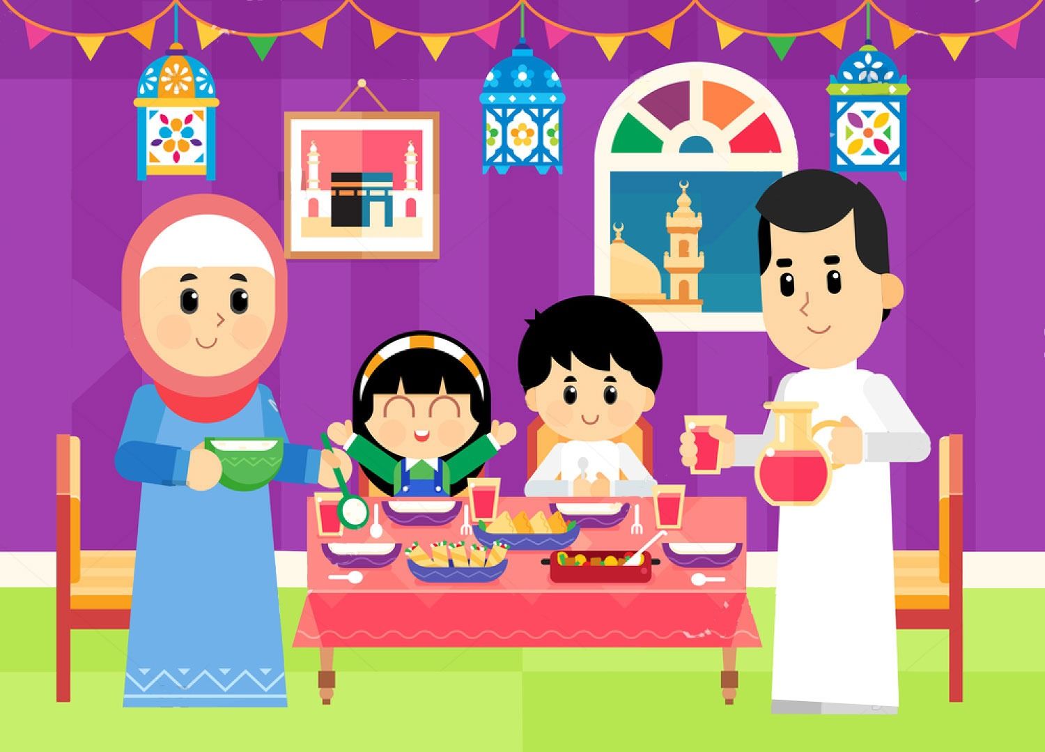 Ilustrasi kebersamaan keluarga di bulan Ramadhan.*/qq.co.id
