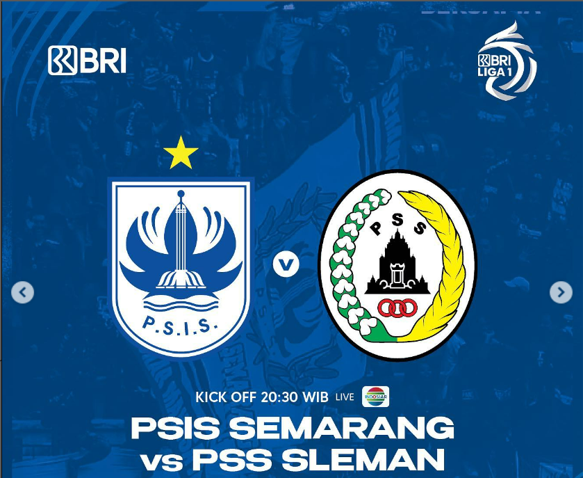 Link streaming PSIS Semarang vs PSS Sleman hari ini, pukul 20.30 WIB