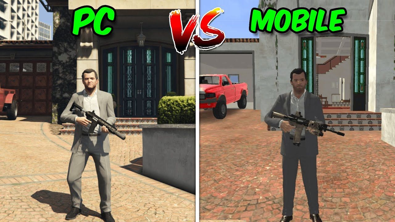 Ilustrasi perbedaan GTA 5 Mobile dengan GTA V PC 