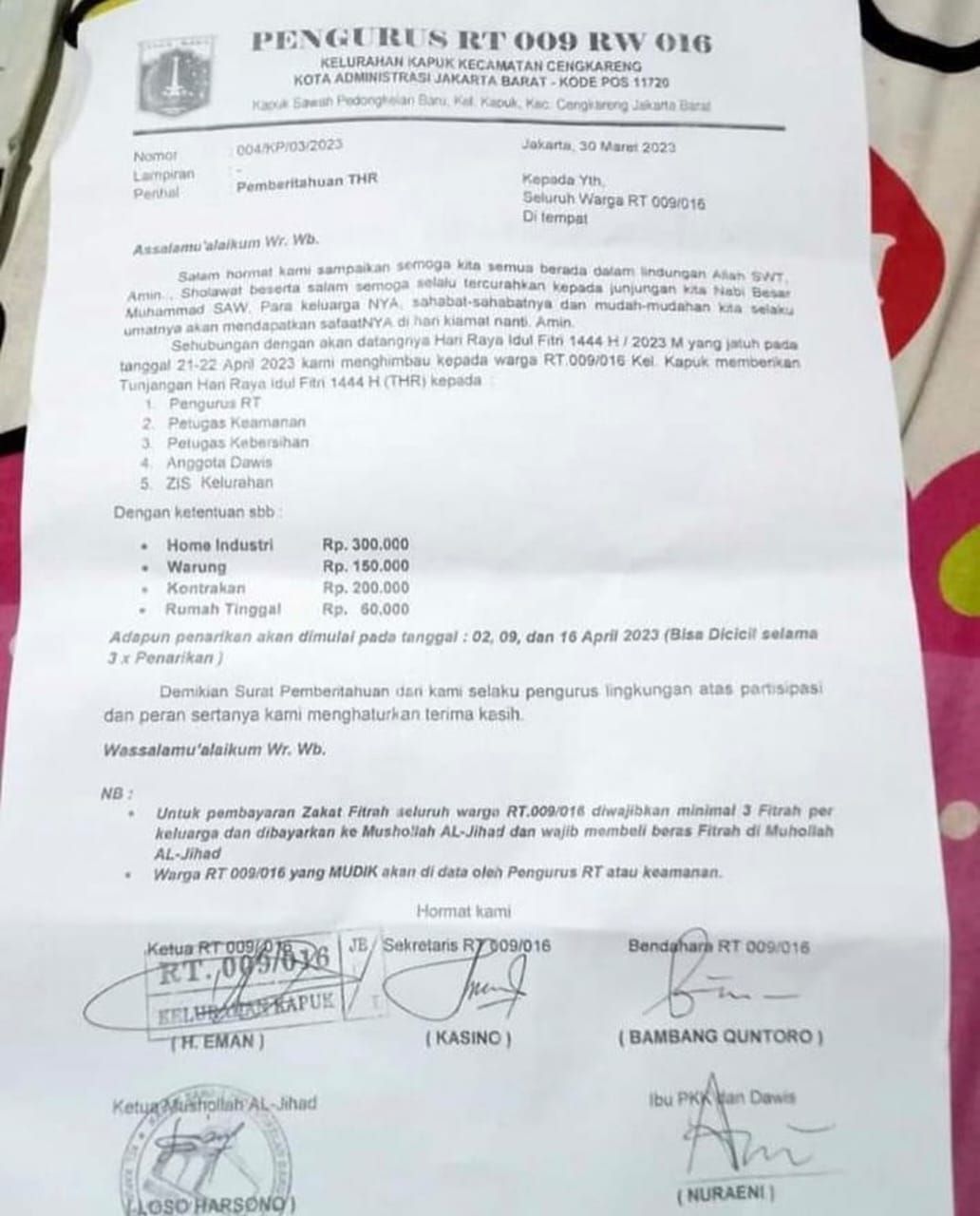 Selebaran surat himbauan yang dikeluarkan kelurahan Kapuk, Kecamatan Cengkareng, Jakarta Barat/twitter/@kegoblokanunfaedah