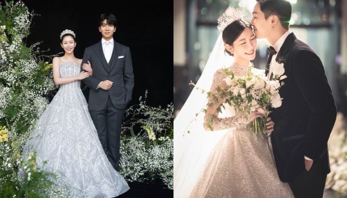 Tampilan gaun mewah Lee Da In dalam pernikahan dia dengan Lee Seung Gi.