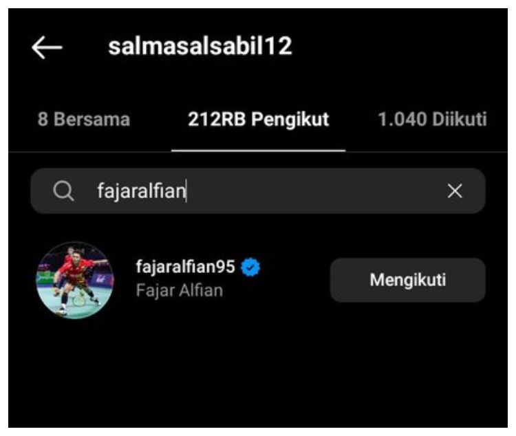 Fajar Alfian Terlihat Menjadi Follower Instagram Salma Indonesian Idol, Warganet: WR1 Udah Tersalma-salma