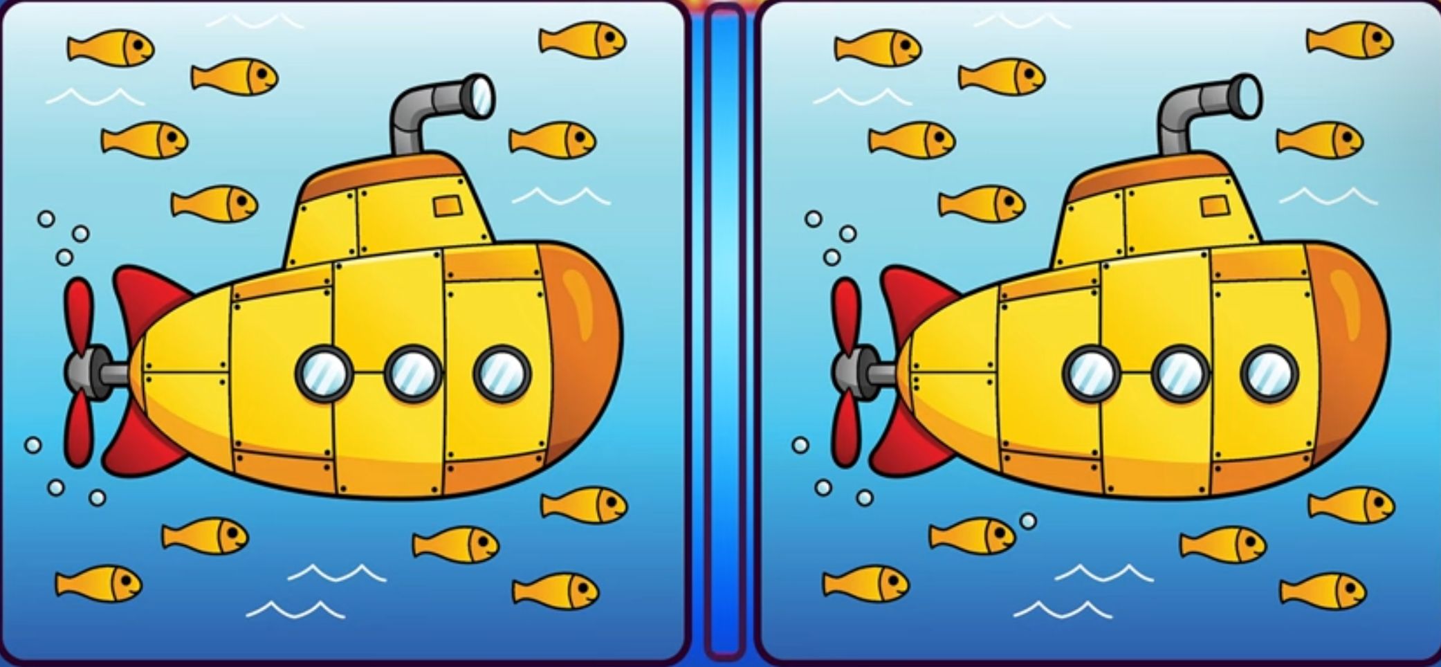Simak baik-baik soal gambar tes IQ kali ini, di mana Kamu harus menemukan perbedaan gambar kapal selam. 