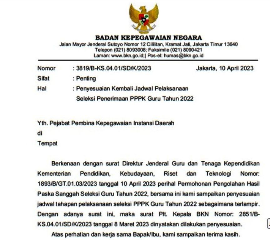 Link Pengumuman Kelulusan Pasca Sanggah PPPK Guru 2022 dan Dokumen Usul Penetapan NIP PPPK