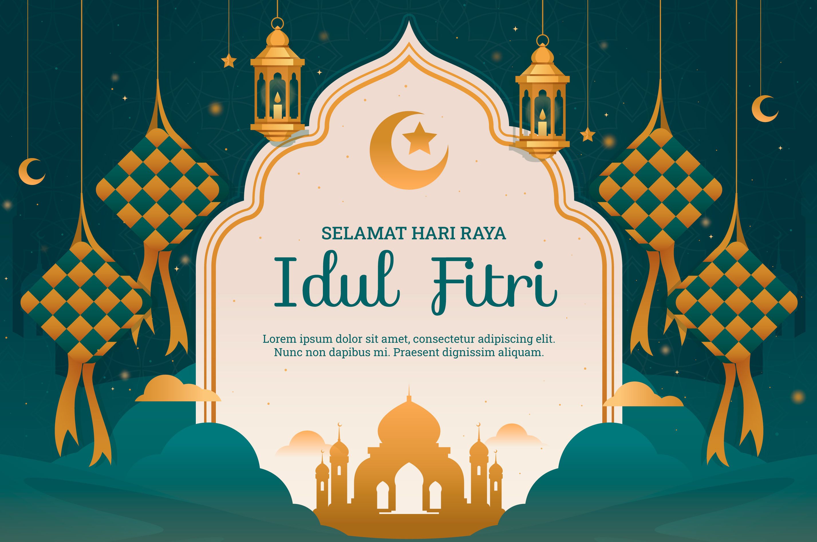 20 Desain Template Idul Fitri 2023: Gambar Poster dan Twibbon Kartu