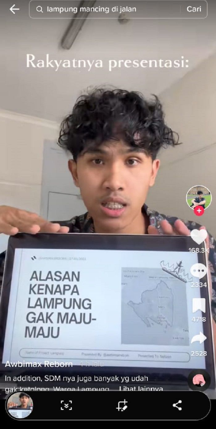Screenshoot video unggahan Bima mengenai Lampung.