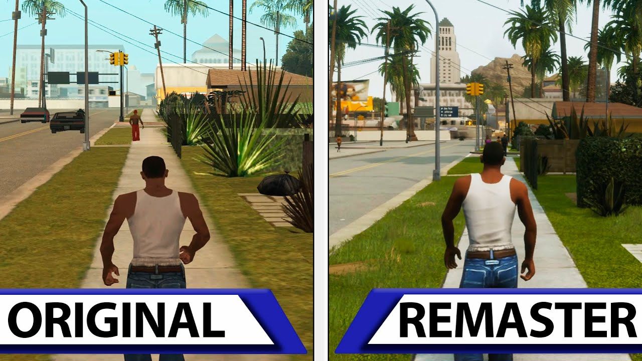 Ilustrasi perbedaan GTA San Andreas Original dengan Definitive Edition PC