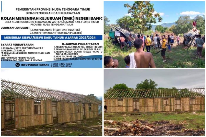 Progres pembangunan SMKN Baniona di Wotan Ulumado, Flores Timur.