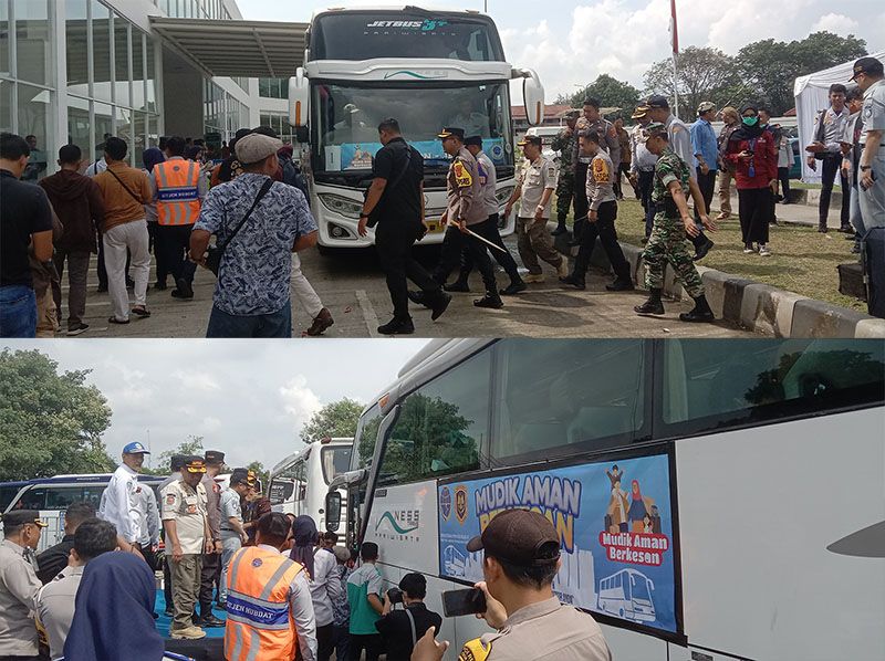 Ratusan pemudik di Cirebon, Indramayu, Majalengka dan Kuningan mendapatkan pelayanan gratis naik bus dari Kementerian Perhubungan (Kemenhub) RI untuk arus balik lebaran 2023.