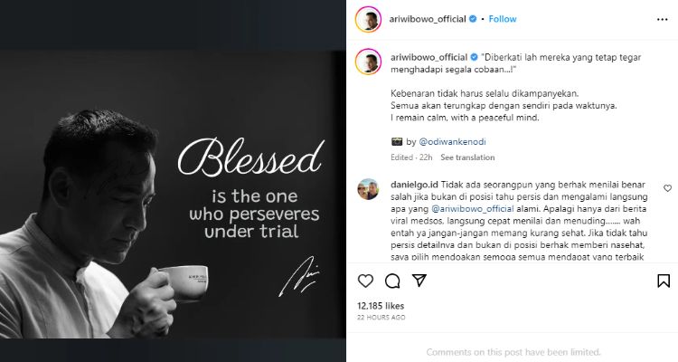 Unggahan Ari Wibowo di media sosial pribadinya