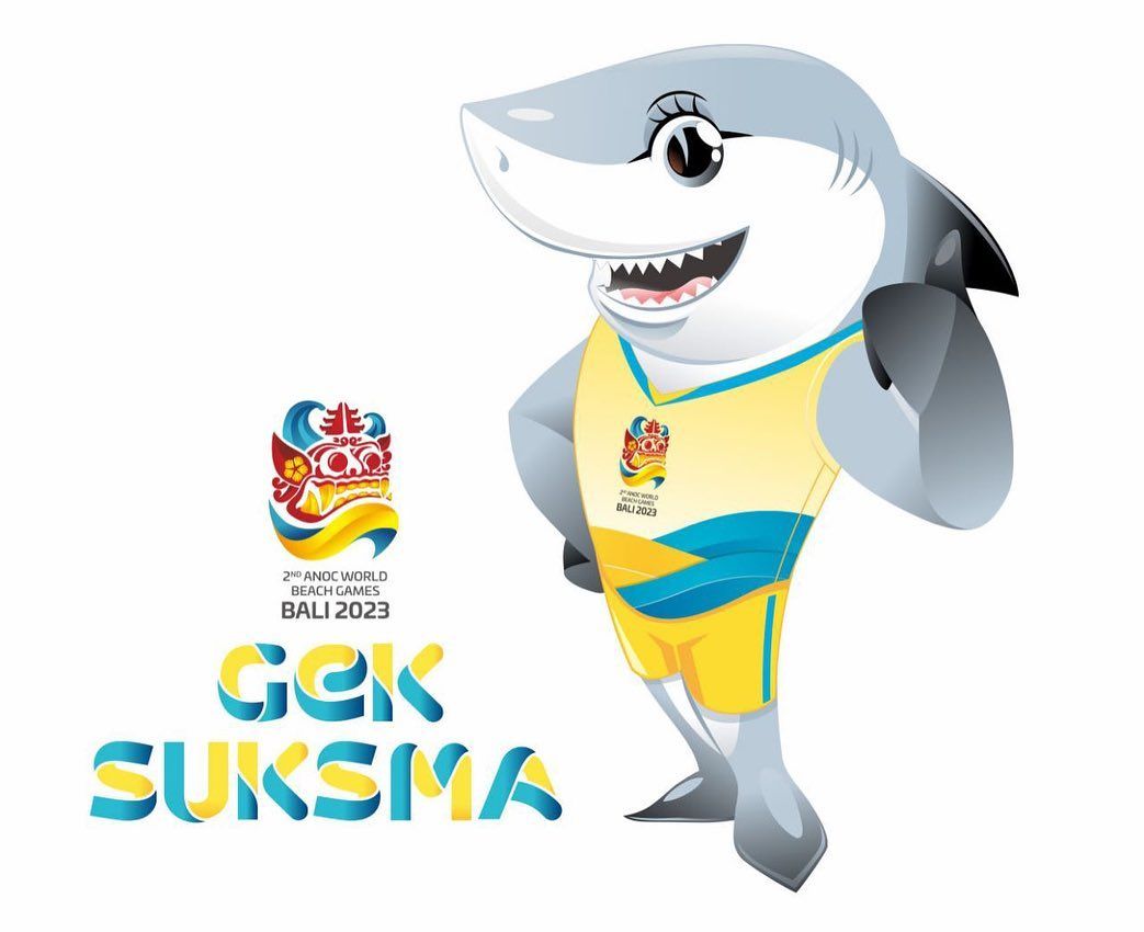 Gek Suksma, hiu sirip hitam betina, maskot ANOC World Beach Games ke-2 2023.*/Instagram/@anocworldbeachgames