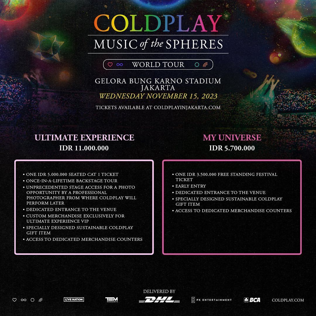 Keuntungan pembeli tiket konser Coldplay seharga Rp11 juta 