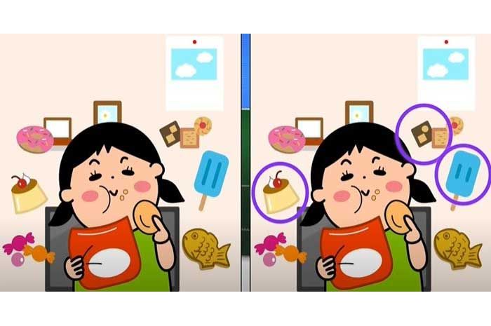 Perbedaan gambar pada anak yang doyan makan dalam tes IQ.