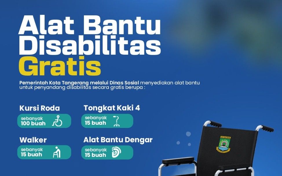 Pemkot Tangerang menyediakan alat bantu gratis untuk penyandang disabilitas dan lansia Kota Tangerang.