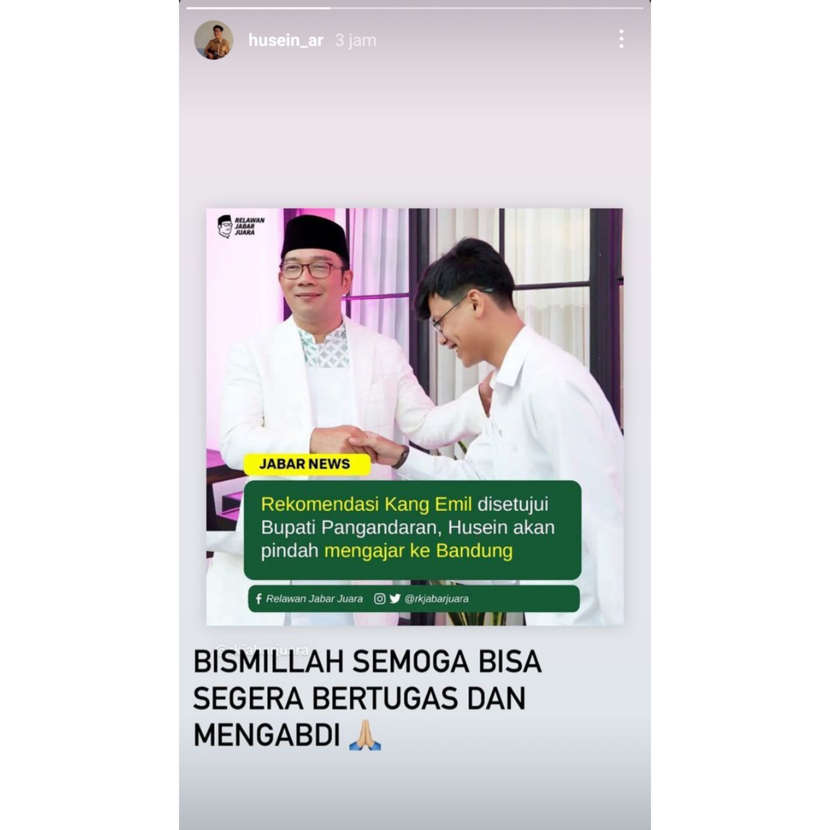 Husein Ali Rafsanjani Akan Pindah Tugas Mengajar di Bandung Pasca Viral Terkait Pungli