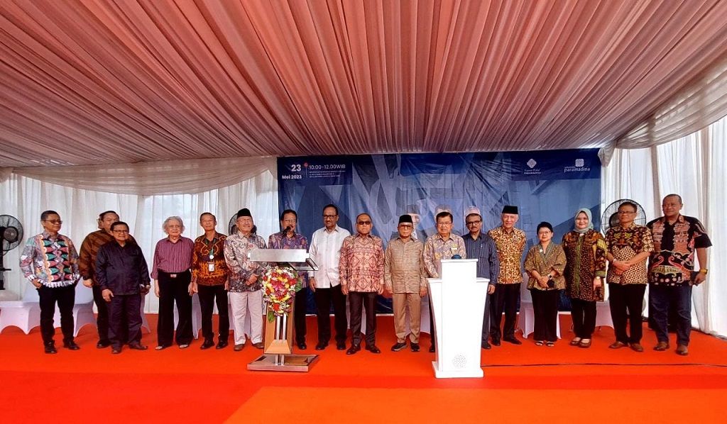 Jusuf Kalla (JK) saat acara peresmian dimulainya pembangunan Gedung A Universitas Paramadina Kampus Cipayung, Jakarta Timur, Selasa (23/5/2023). Foto: Paramadina