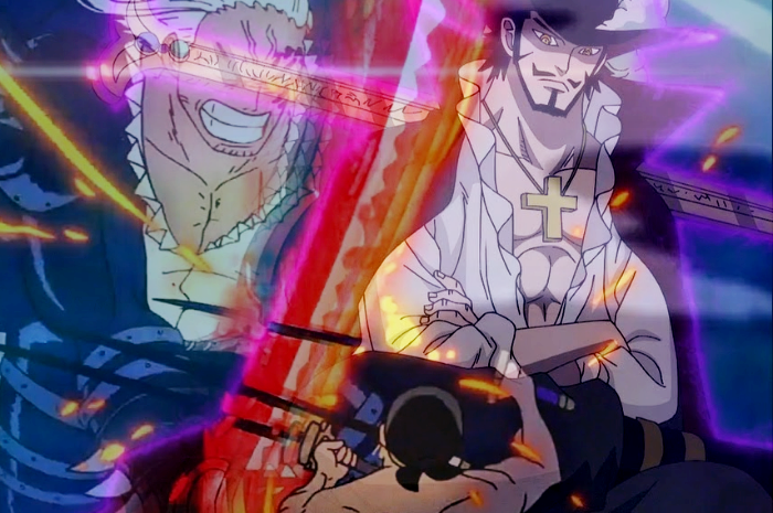 Oda ungkap di One Piece 1085 pemenang dari pertarungan guru Zoro yaitu Mihawk melawan King dan ternyata pemenangnya adalah..