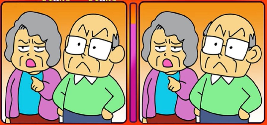Kamu harus menemukan perbedaan pada kakek dan nenek yang sedang marah-marah di gambar tes IQ kali ini. 
