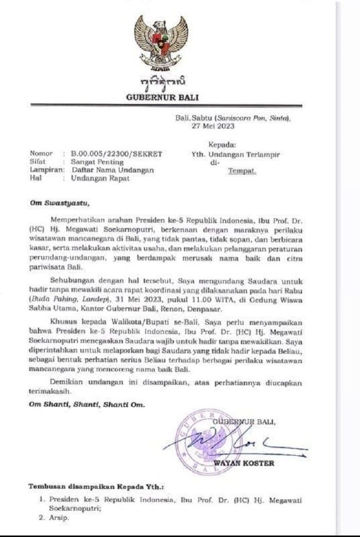 Viral surat undangan rapat koordinator sesuai arahan Megawati.