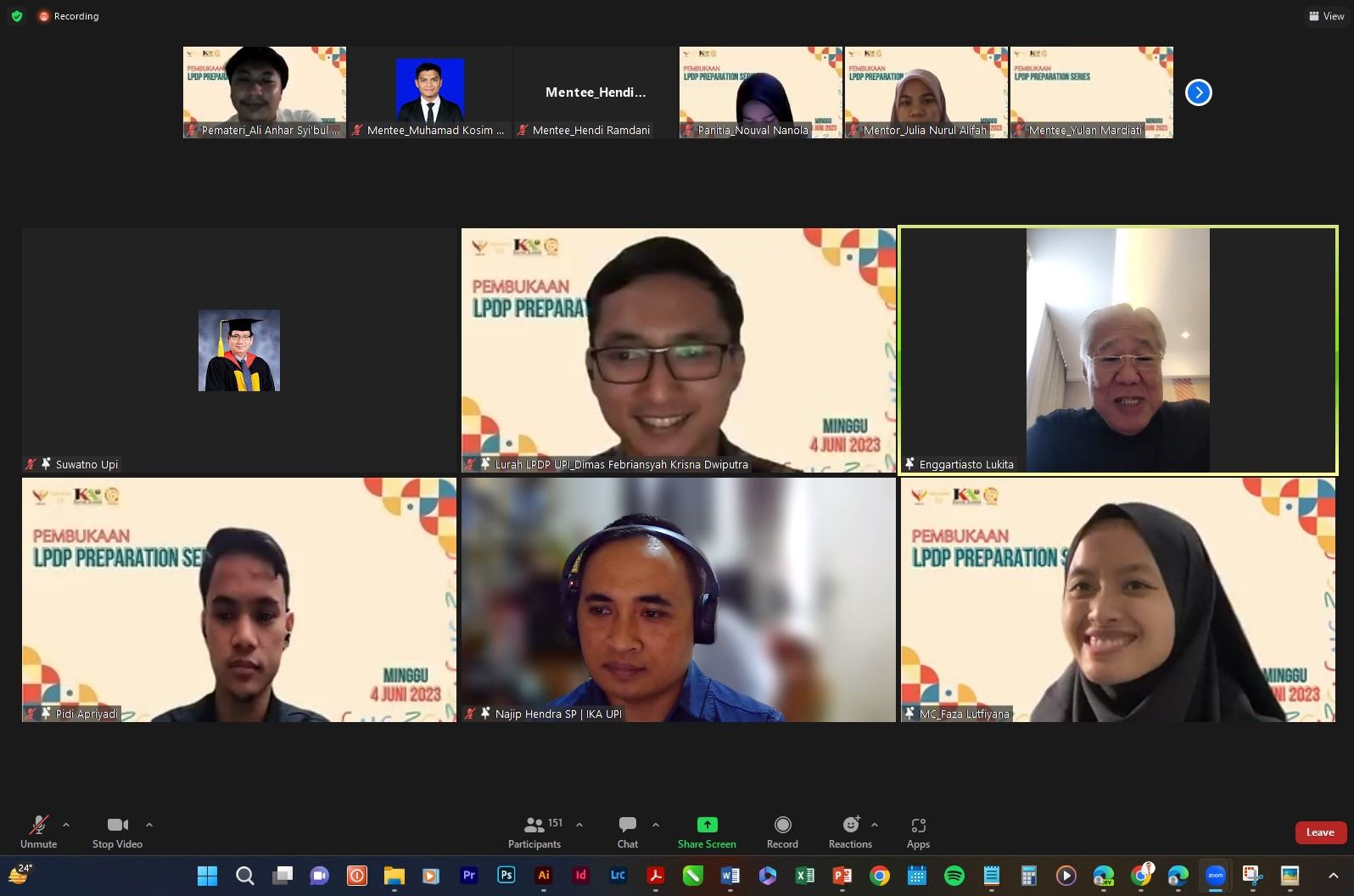Zoom meeting Ikatan Alumni Universitas Pendidikan Indonesia (IKA UPI) bersama penerima beasiswa