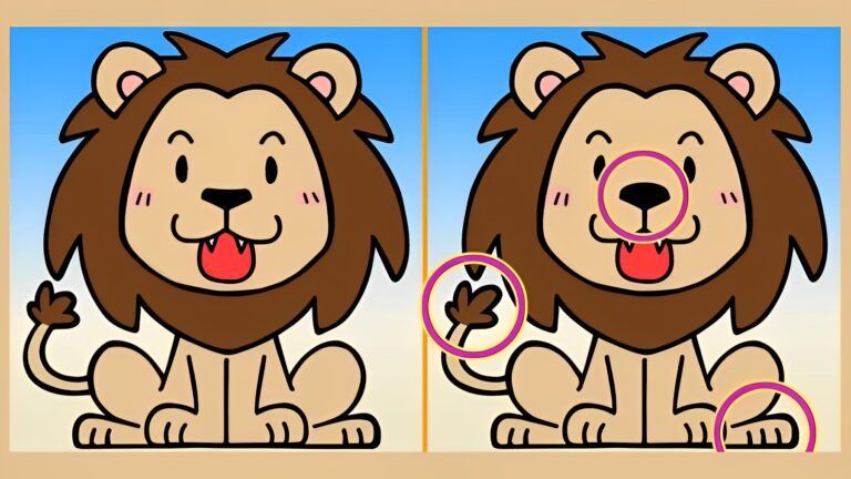 Jawaban tes IQ dalam menemukan perbedaan gambar singa lucu. 
