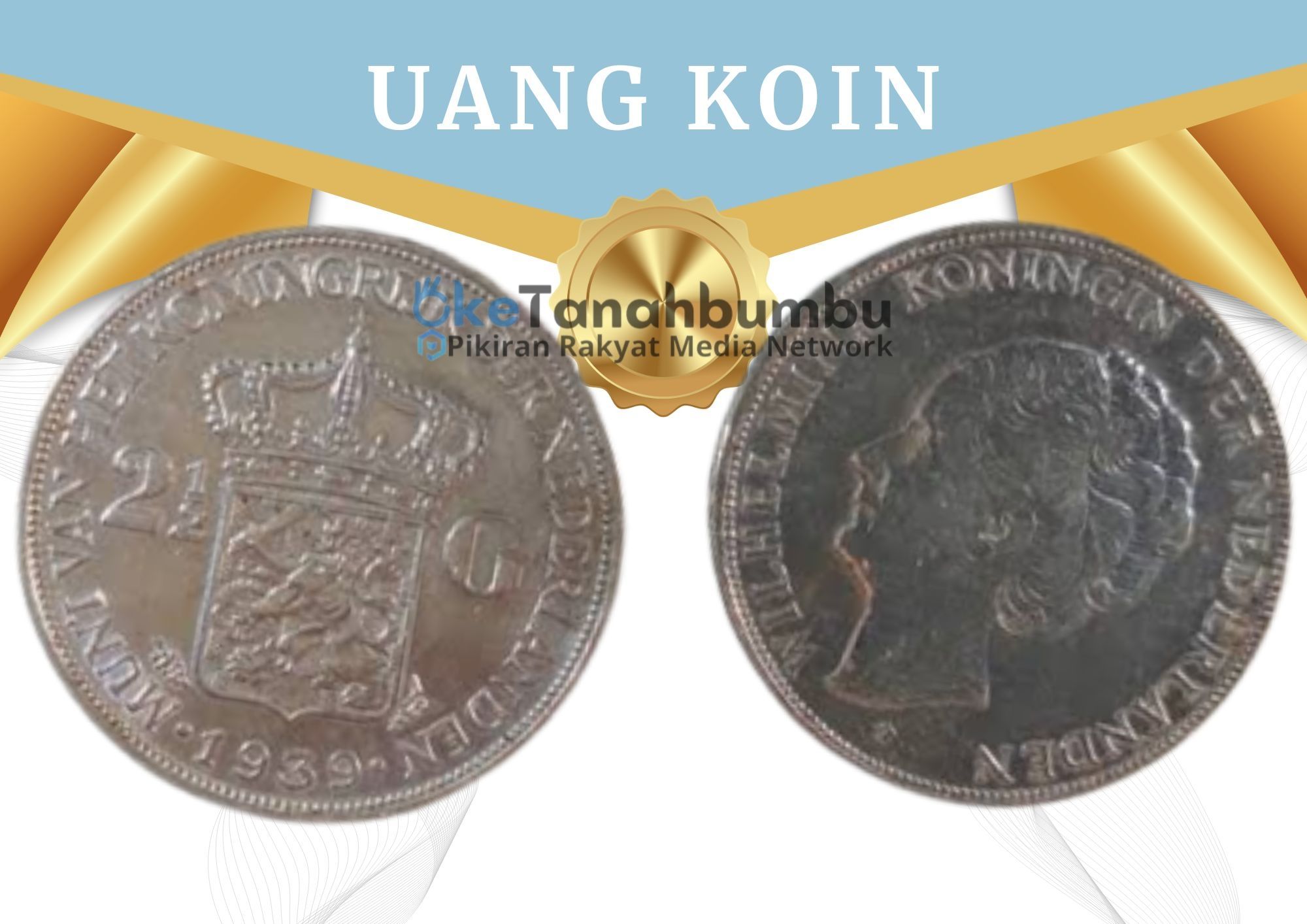 Uang koin Indonesia Belanda 5 Gulden (1939)