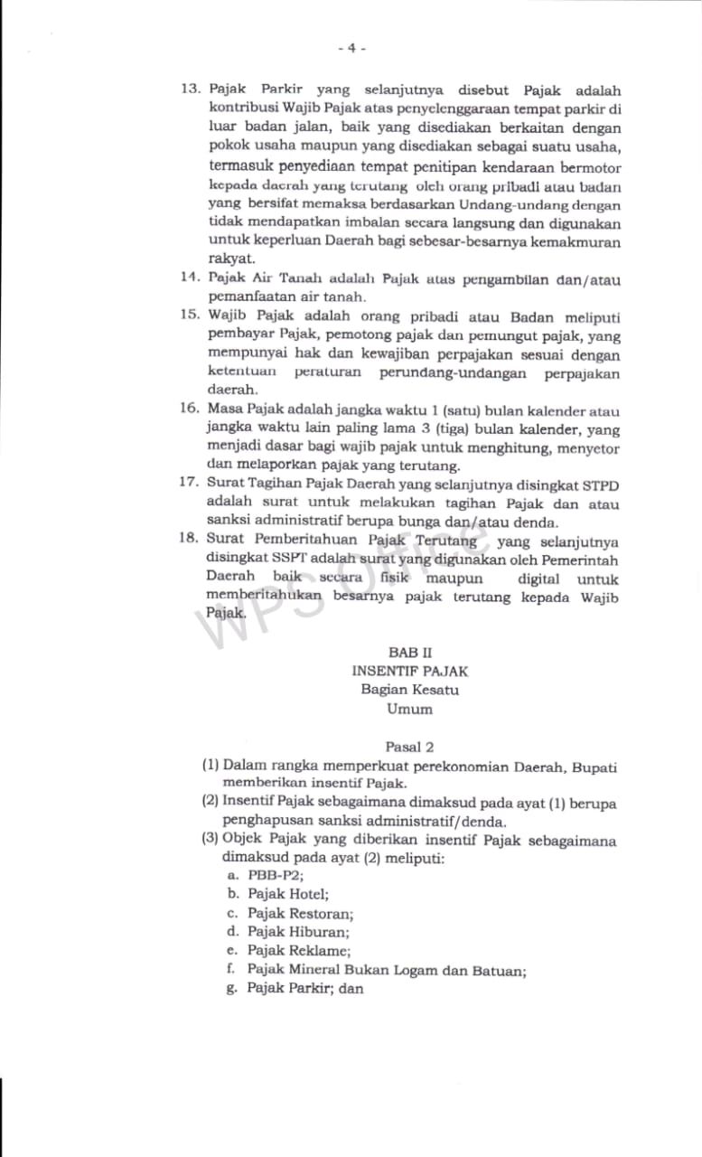 Perbup Insentif Pajak Kabupaten Bandung 2023