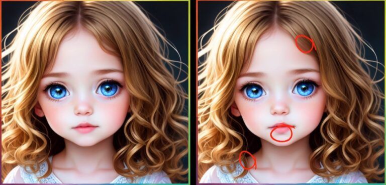 Jawaban tes IQ dalam menemukan perbedaan gambar gadis cantik bermata biru. 