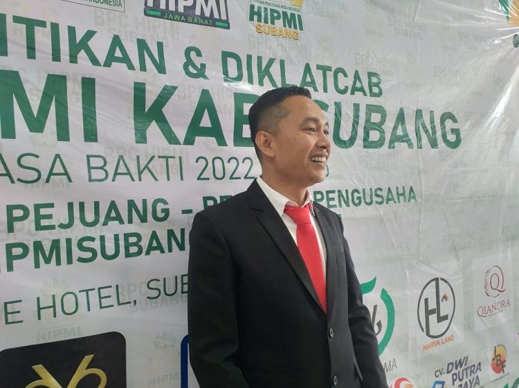 Ketua Umum HIPMI Subang, Kelvie Pratama saat menghadiri pelantikan BPC HIPMI Subang.