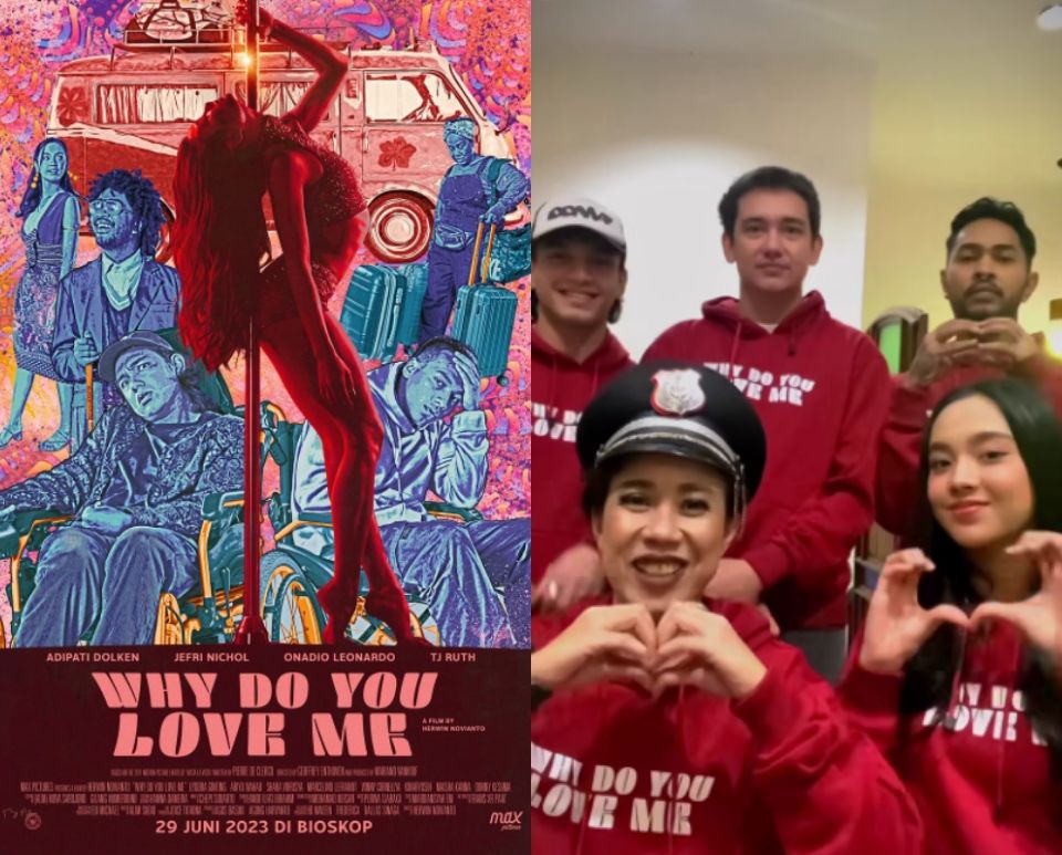 Poster dan potret pemeran film Why Do You Love Me yang dibintangi Adipati Dolken, Onadio Leonardo, Jefri Nichol, dan Lyodra