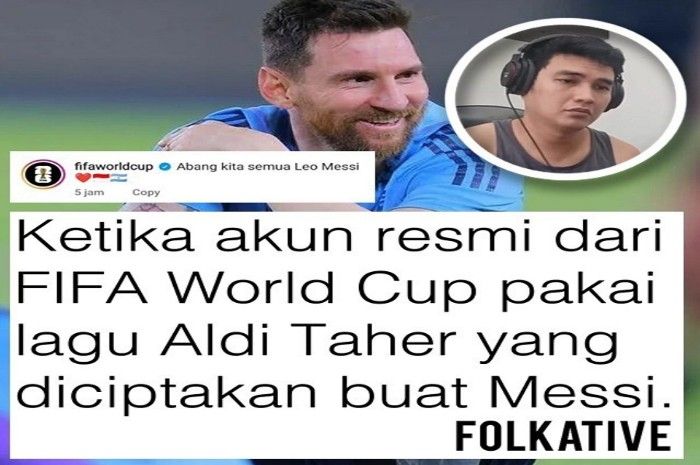 Lagu ciptaan Aldi Taher dipakai akun instagram resmi FIFA World Cup