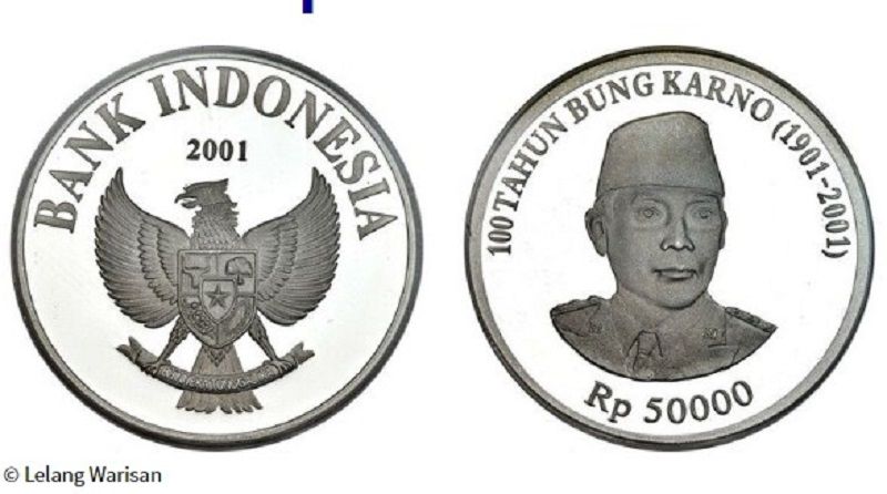 Uang koin Rp 50 ribu Sukarno TE 2001.