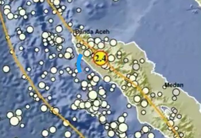 Tangkapan layar lokasi gempa bumi di Kabupaten Pidie Jaya Provinsi Aceh.