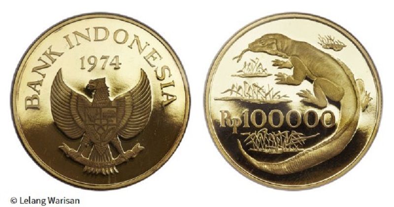 Uang koin Rp 100 ribu Komodo Dragon.