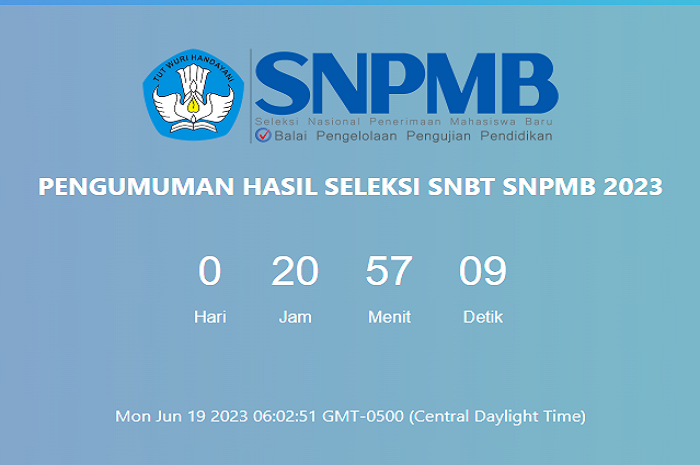 Tangkapan layar laman pengumuman hasil seleksi SNBT SNPMB 2023