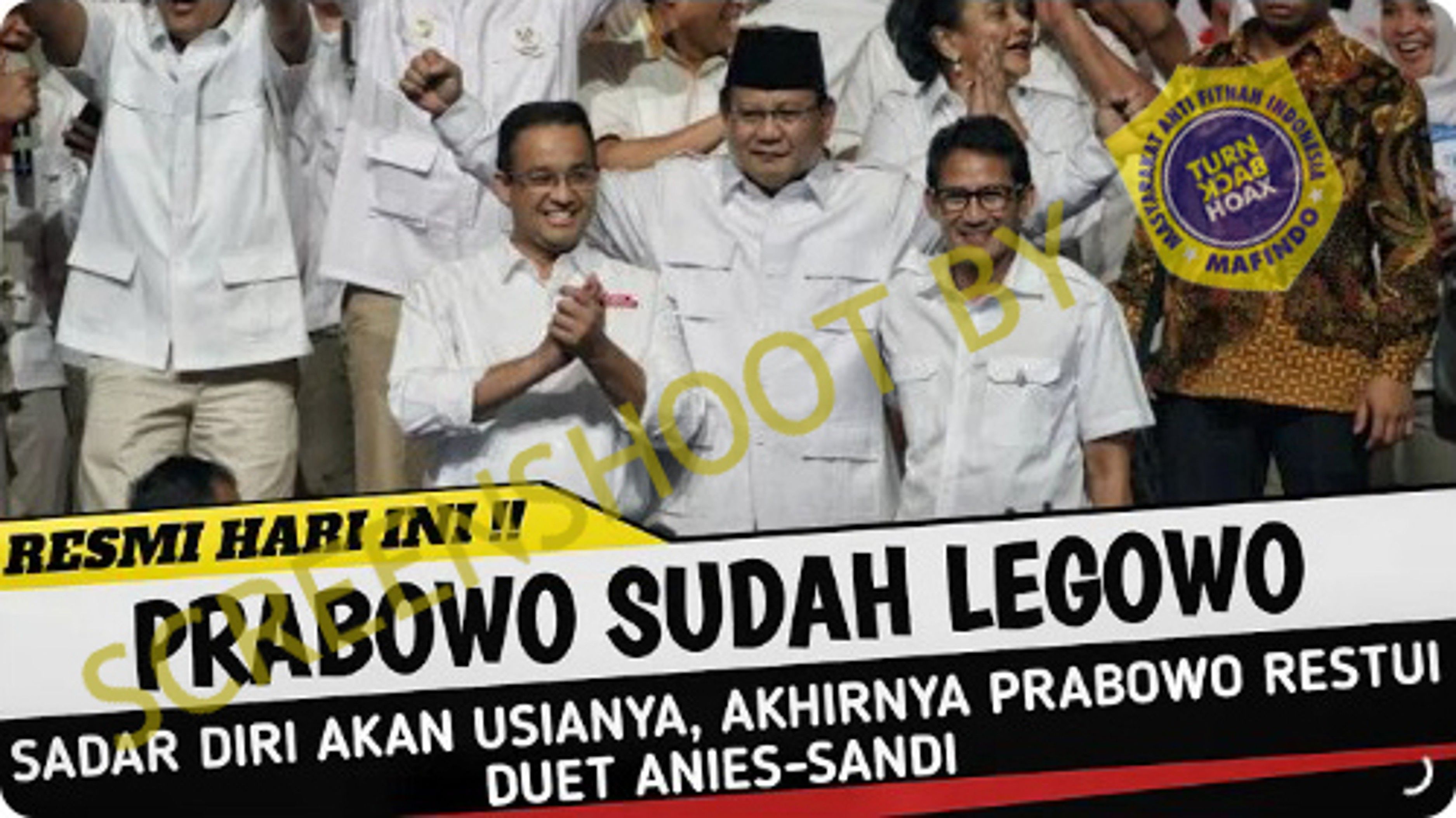 Cek Fakta: Benarkah Prabowo Subianto merestui pasangan Anies Baswedan dan Sandiaga Uno di Pilpres 2024. Hoaks atau fakta?